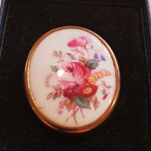 Royal Worcester Oval Bone China Brooch C Clasp